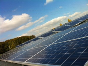 Belle perspective du champ PV Su-Ouest et des lignes en arrière-plan.